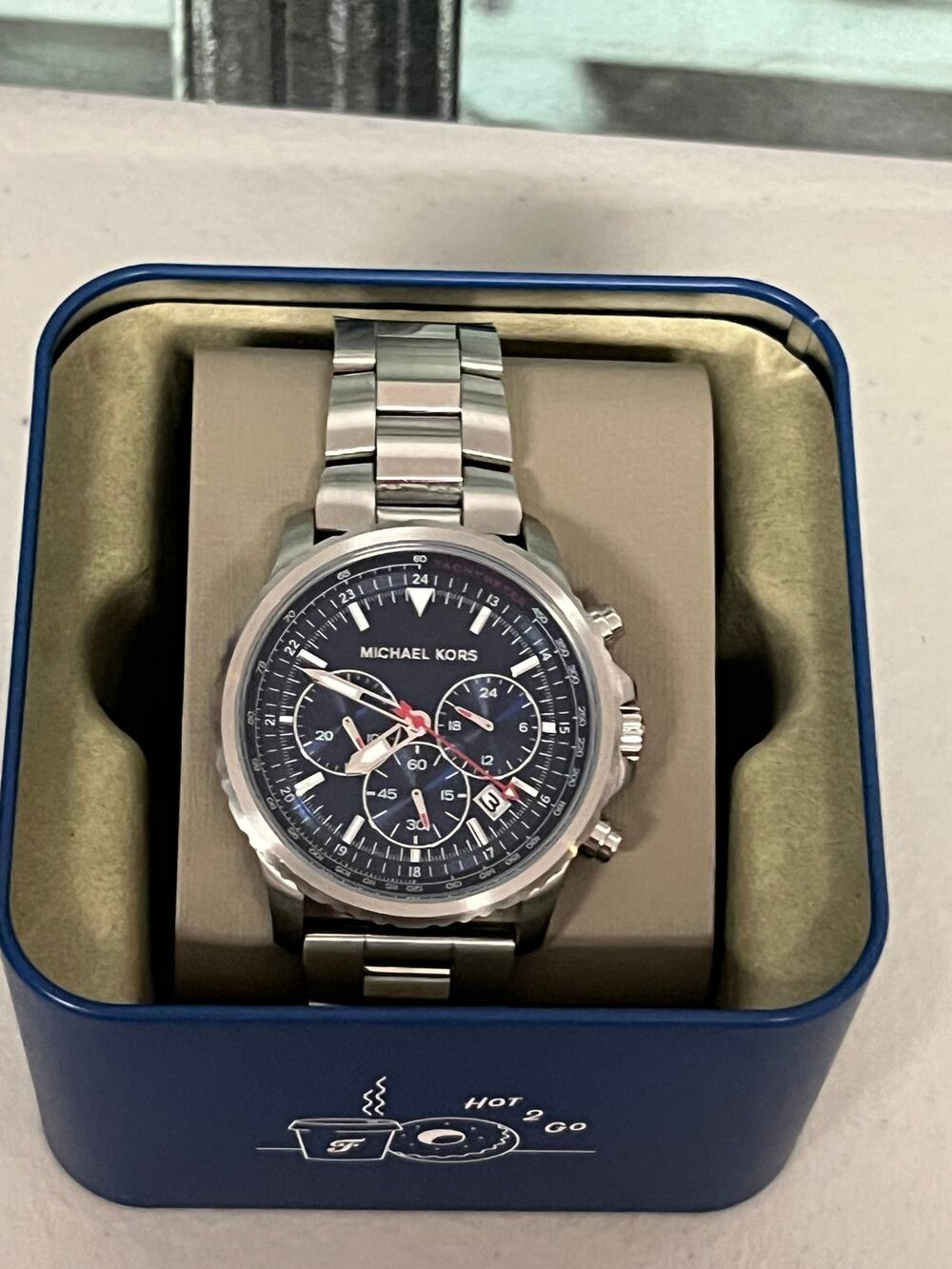 Michael Kors MK8641 Steel Chronograph Watch Navy Dial 50M Waterproof